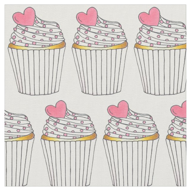 Rosa Heart Muffins Cake Frosting Sprinkles Kärlek Tyg (Närbild)