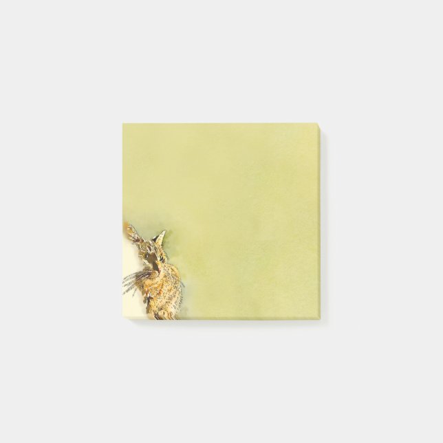 Rosa Heart Nose Tabby katt Watercolor Artwork Post-it Block (Framsida)