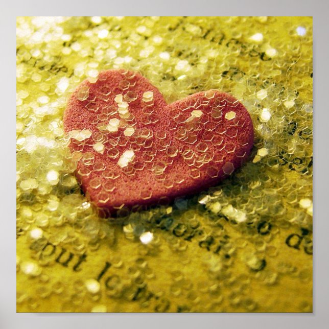 Rosa Heart och Glitter Poster (Framsidan)