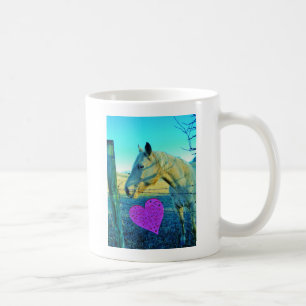 Rosa Heart och Gult Horse Kaffemugg