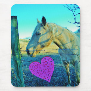 Rosa Heart och Gult Horse Musmatta