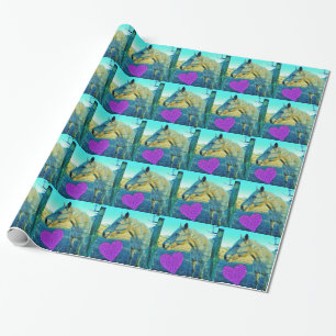 Rosa Heart och Gult Horse Presentpapper