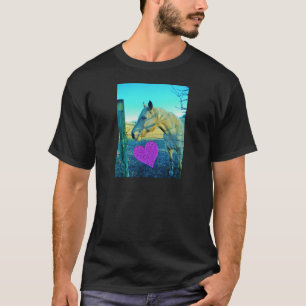 Rosa Heart och Gult Horse T-shirt