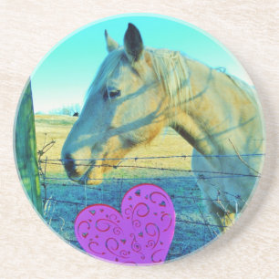 Rosa Heart och Gult Horse Underlägg