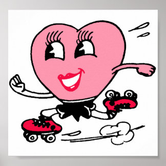 Rosa Heart på rullskridskor Poster