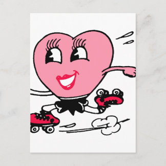 Rosa Heart på rullskridskor Vykort