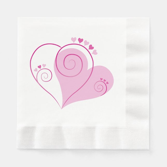 Rosa Heart Papper Napkins Pappersservett (Framsidan)