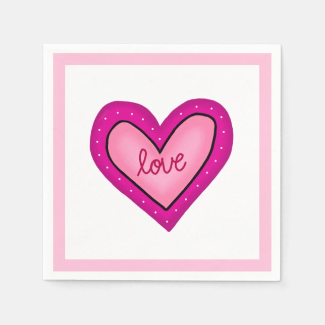 Rosa Heart Pappersservett (Framsidan)