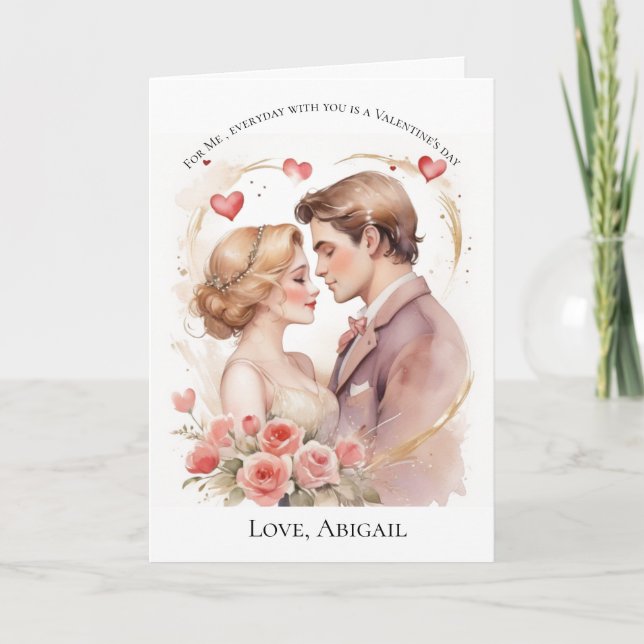 Rosa Heart-paret Alla hjärtans dagskort till henne Helgkort (Framsida)
