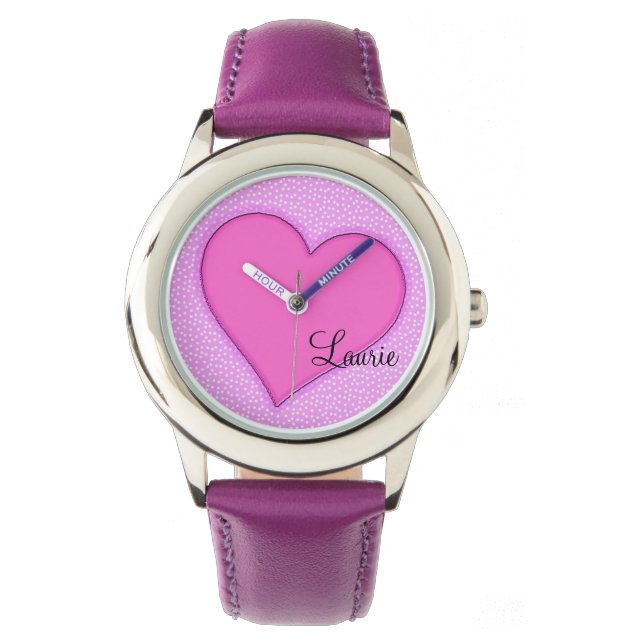 Rosa Heart Personlig Armbandsur (Framsida)