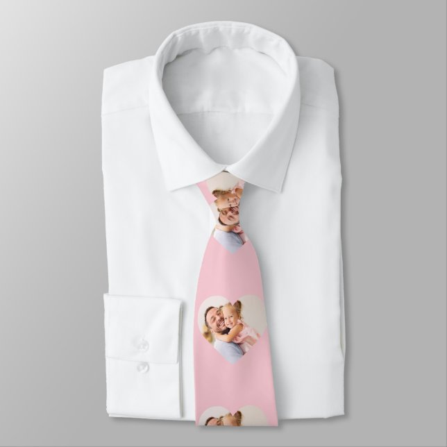 Rosa Heart Personlig Family Photo Neck Tie Slips (Bunden)