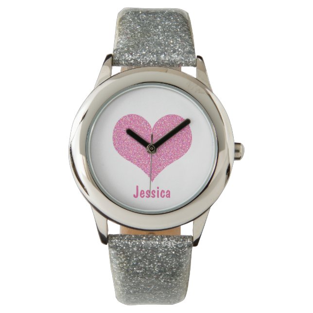 Rosa Heart - Personlig Girly Namn Watch Armbandsur (Framsida)