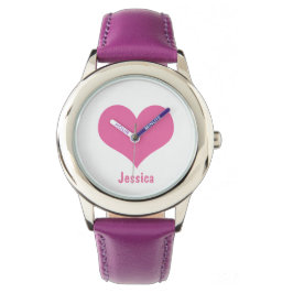 Rosa Heart Personlig Kids Namn Armbandsur