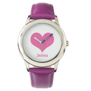 Rosa Heart Personlig Kids Namn Armbandsur