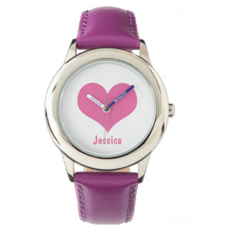 Rosa Heart Personlig Kids Namn Armbandsur