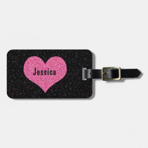 Rosa Heart Personlig Namn Bagagebricka