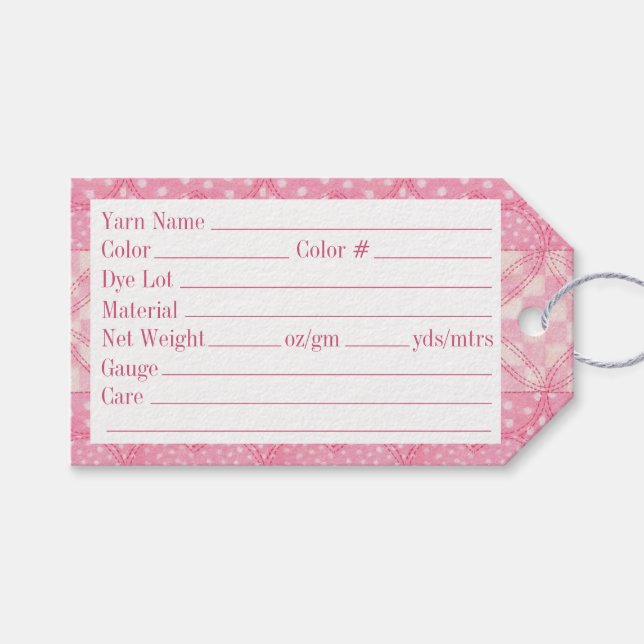 ROSA HEART QUILT 3,5"x2"-Märkre Presentetikett (Framsidan (Horisontell))