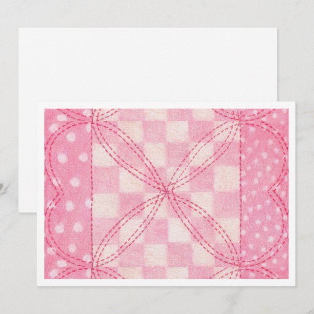 ROSA HEART QUILT 5x7-kort/Vågrät Kort (Fram/baksida)