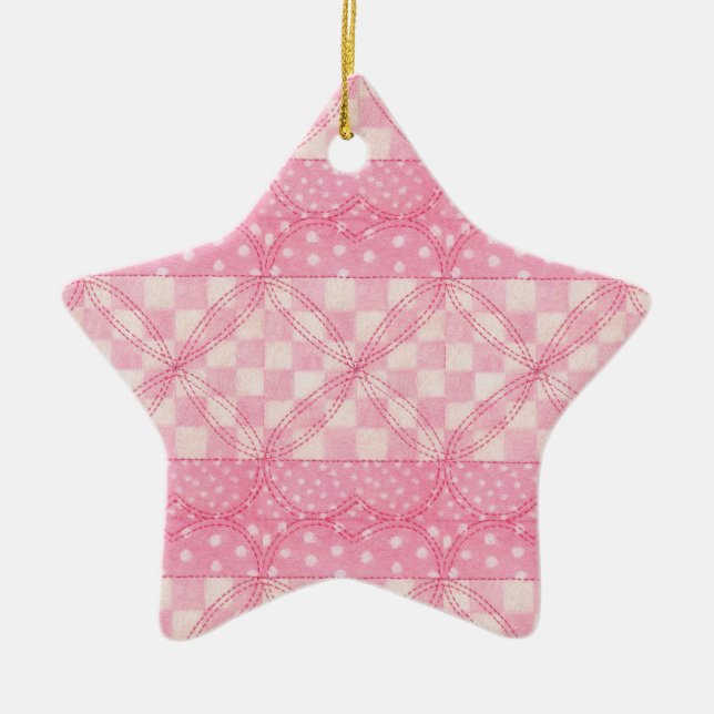 ROSA HEART QUILT Ceramic Star Ornament (Framsidan)