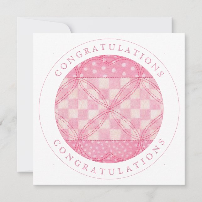 ROSA HEART QUILT "Grattiss" - plattkort Kort (Framsida)