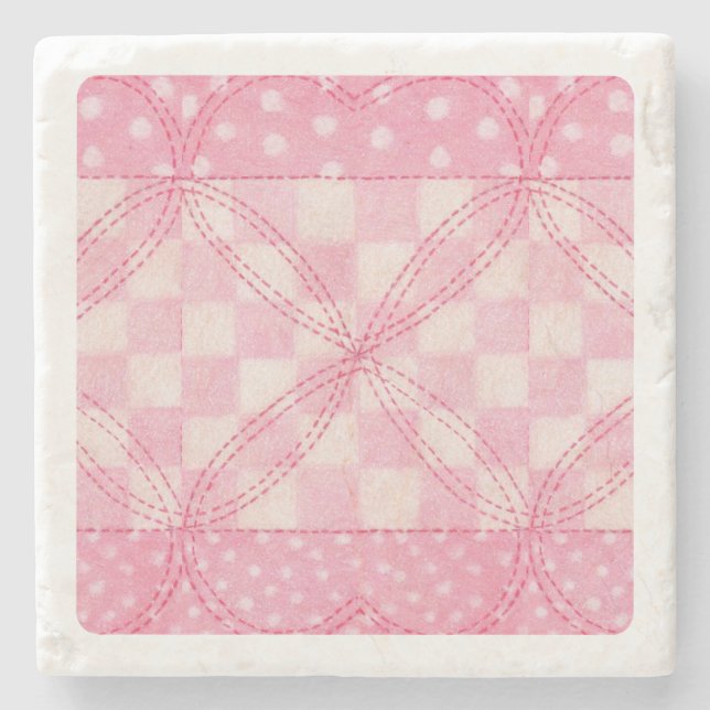 ROSA HEART QUILT Marble Stone Underlägg (Framsidan)