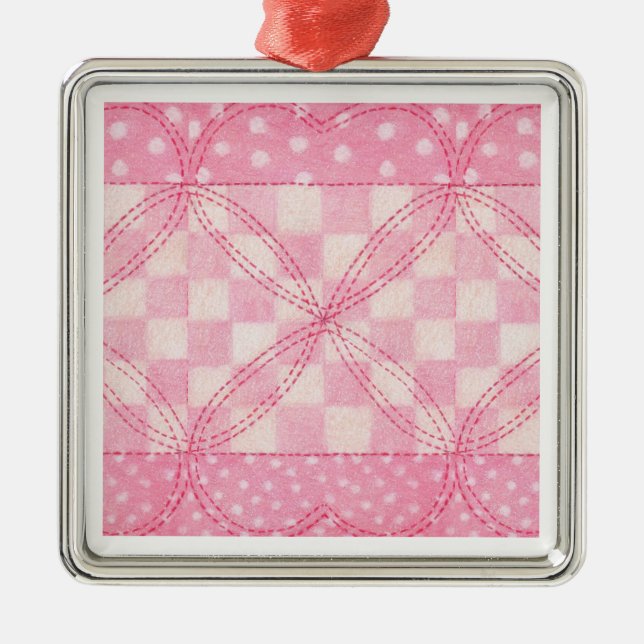 ROSA HEART QUILT Premium Square Ornament (Framsidan)