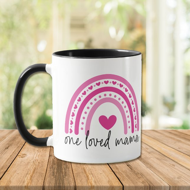 Rosa Heart Rainbow One Loved Mamma Mugg (Skapare uppladdad)