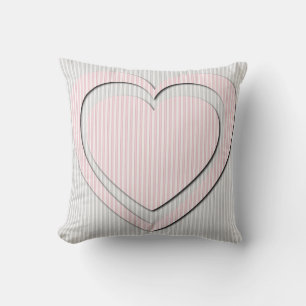 Rosa Heart Retro Mönster Stripe Pillow Kudde