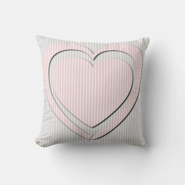 Rosa Heart Retro Mönster Stripe Pillow Kudde (Framsida)