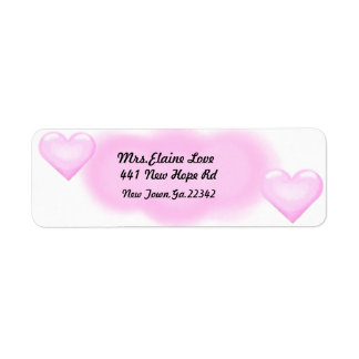 Rosa Heart Returadress Lables Etikett