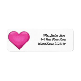 Rosa Heart Returadress Lables Etikett
