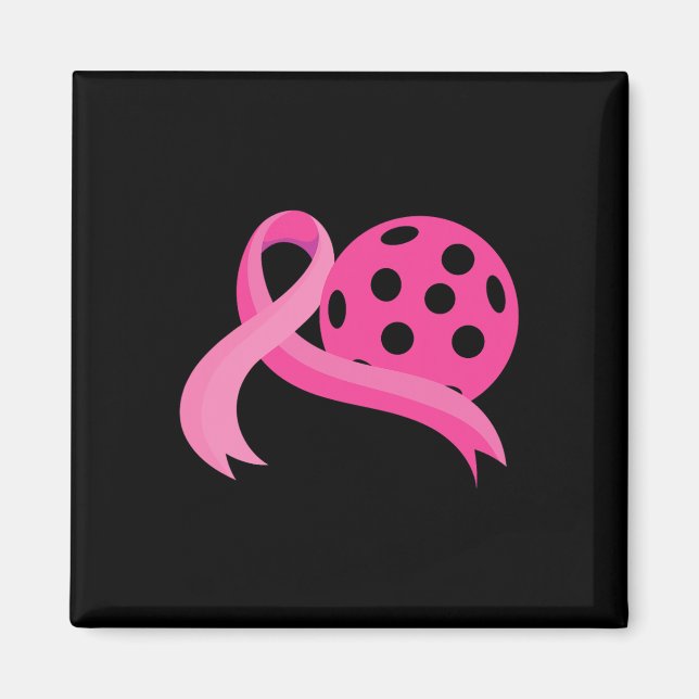 Rosa Heart Ribbon Pickleball Breast Cancer Awarene Magnet (Framsidan)