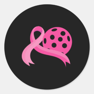 Rosa Heart Ribbon Pickleball Breast Cancer Awarene Runt Klistermärke