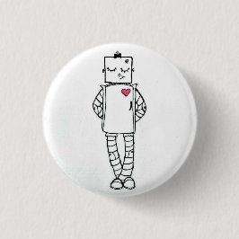 Rosa Heart Robot Button Knapp