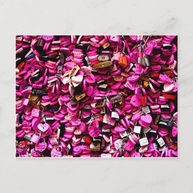 Rosa Heart-Shaped Kärlek Locks in Verona Vykort (Framsida)