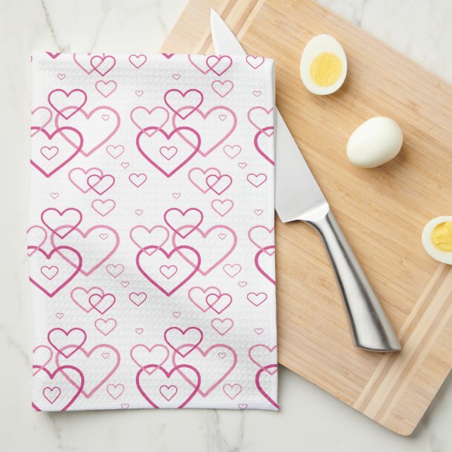 Rosa Heart Shapes Mönster Kökshandduk (Vikt i Fjärdedel)