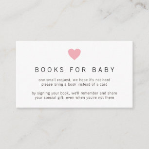 Rosa Heart Simple Girl Bokar for Baby Shower Tilläggskort