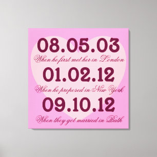Rosa Heart Speciell Data Stretched Canvas
