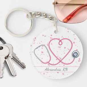 Rosa Heart Stetoscope på Rosa Glitter Monogram