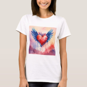 Rosa Heart Sticker Design Hjärtkvinnans t-shirt
