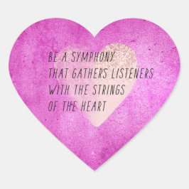 Rosa Heart Strings Dikt Hjärtformat Klistermärke