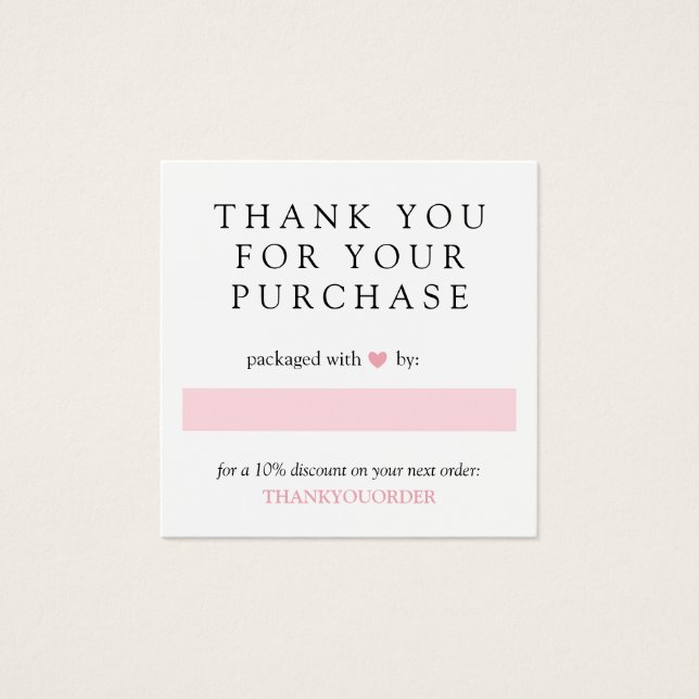 Rosa Heart Tack för beställning Fyrkantigt Visitkort (Framsida)