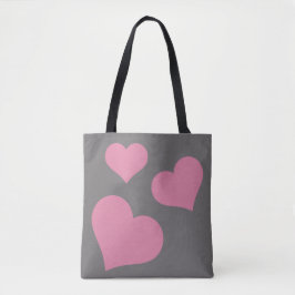 Rosa Heart Tote Tygkasse