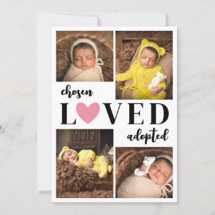 Rosa Heart vald Loved Antogs Photo Collage Meddelande