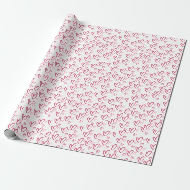 Rosa Heart Valentine Day Wrapping Papper Presentpapper (Utrullad)