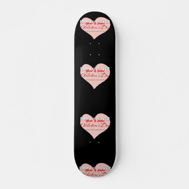 Rosa Heart Valentine Mini Skateboard Bräda 18,5 Cm (Framsida)