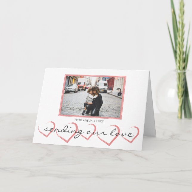 Rosa Heart Valentine's Day Photo Helgkort (Framsida)