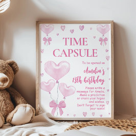 Rosa Heart Valentines födelsedagsskylt Poster