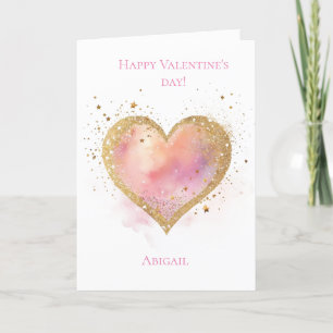Rosa Heart Valentines kort till henne