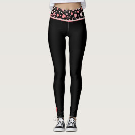 Rosa Heart Waistband på Black Leggings